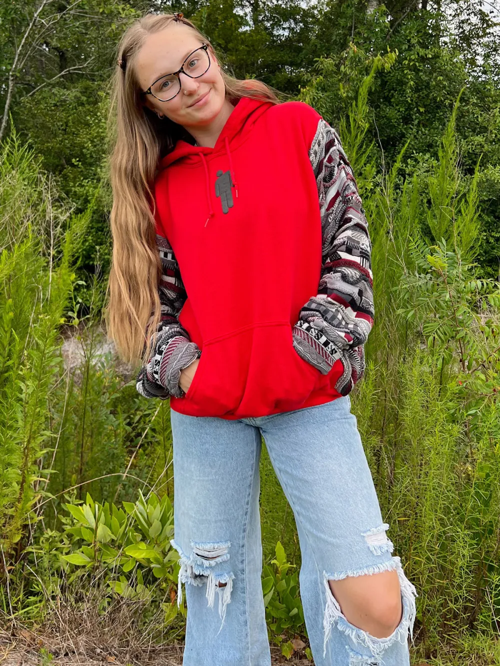 Red Streetwear Leisure Hoodie Sweatshirts