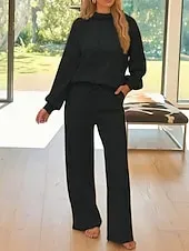 Women's 2 Pieces Sweatsuits Tracksuits Long Sleeve Fashion Streetwear Daily Pants Sets Hooded Floral Drawstring Casual Daily Black Blue Purple Summer Regular Fit