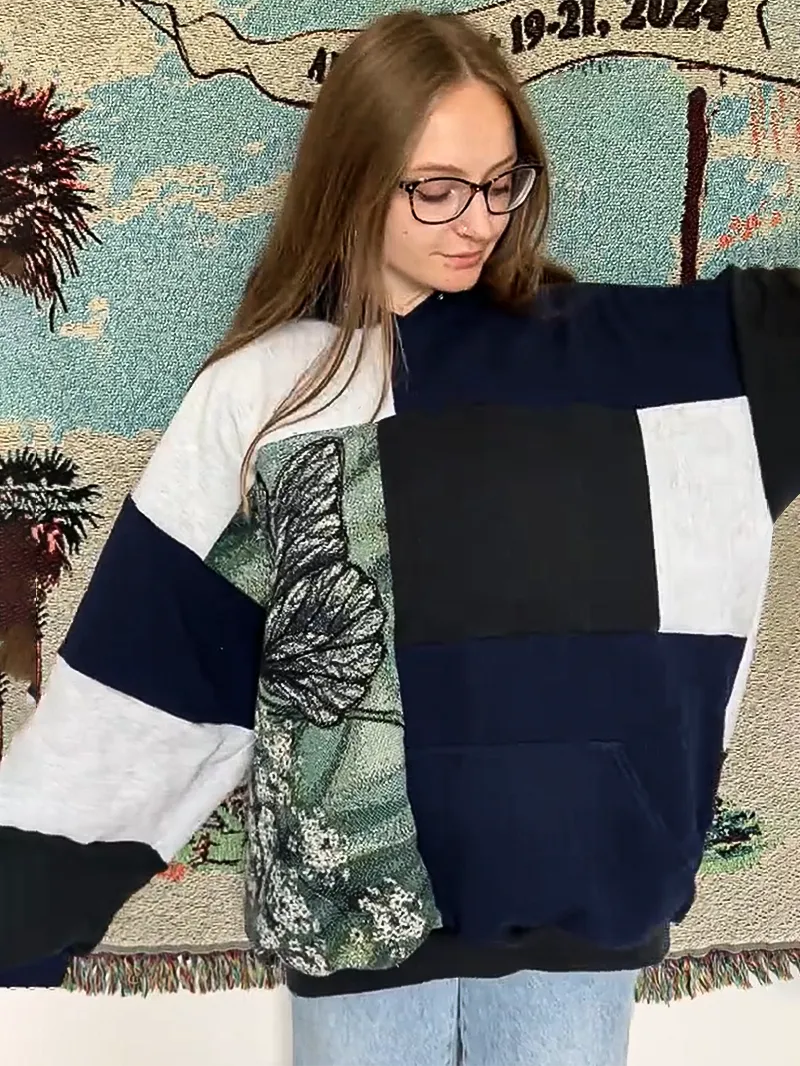 Navy Streetwear Leisure Hoodie Sweatshirts