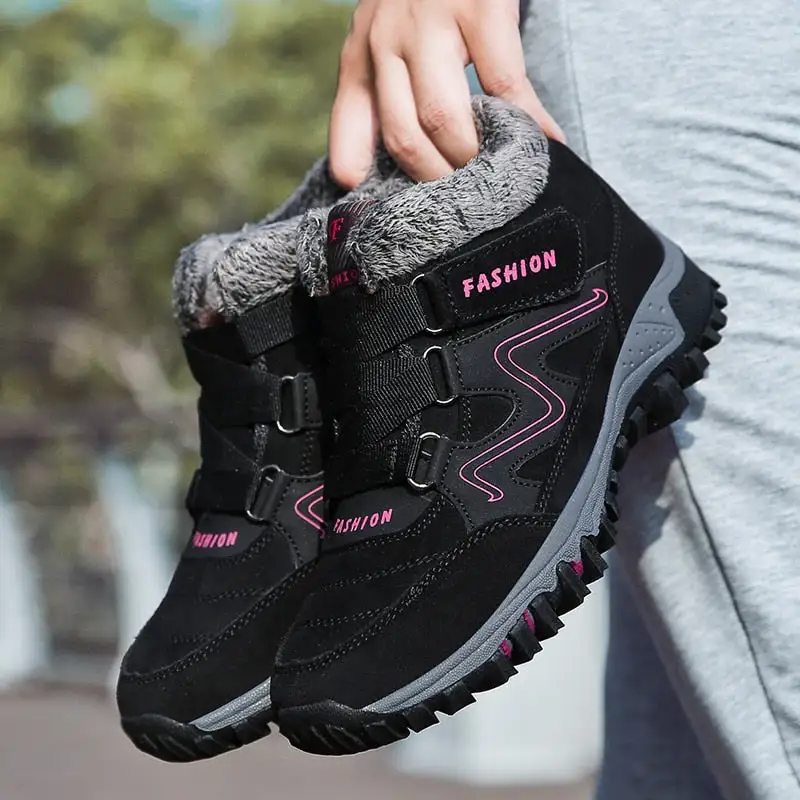 Cilool Plush Waterproof Women Snow Boots  Work Safety Rubber Shoes