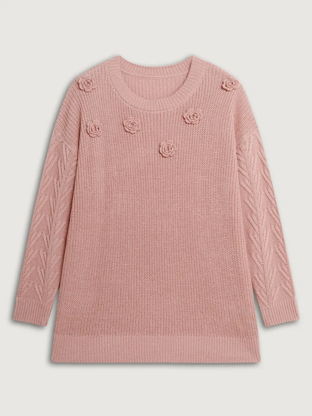 3D Floral Textured Pullover