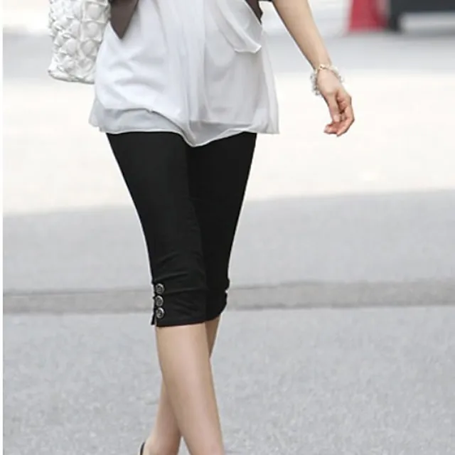 Women's Casual / Sporty Athleisure Capri shorts Calf-Length Pants Office / Career Leisure Sports Stretchy Plain Cotton Blend Comfort Mid Waist Slim White Black Khaki S M L XL XXL