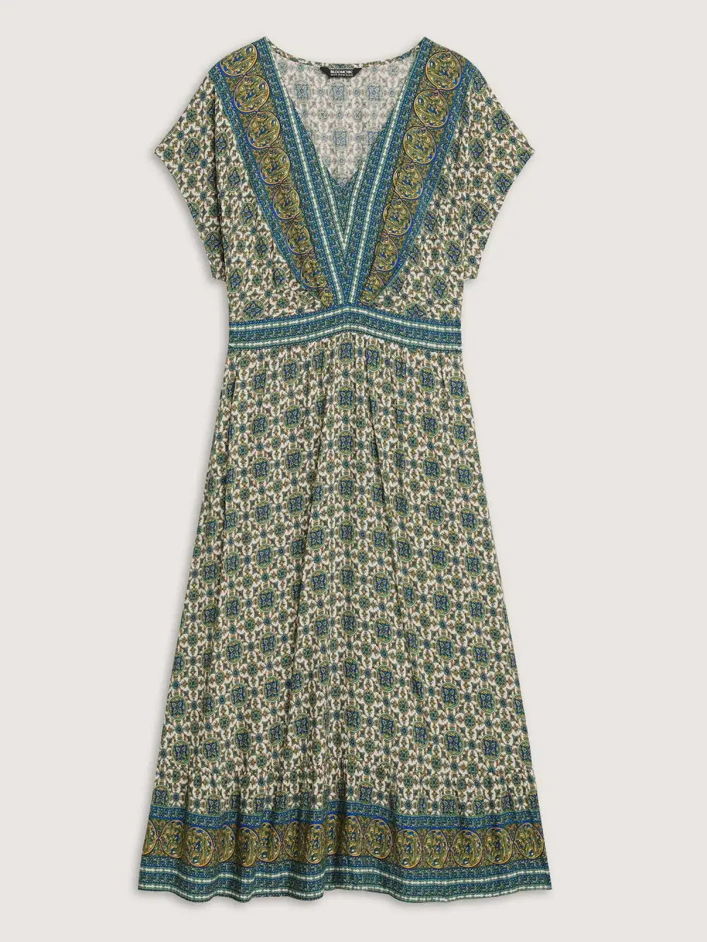 Rayon Floral Boho Print Pockets Midi Dress