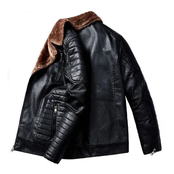 Padded Suit Collar Men's Leather Jacket