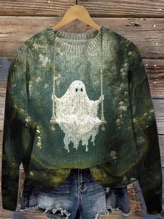 Casual Halloween Loose Crew Neck Sweater