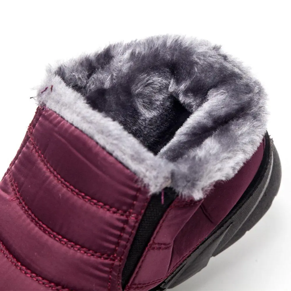 Warm Lining Casual Winter Waterproof Slip On Ankle Snow Boots