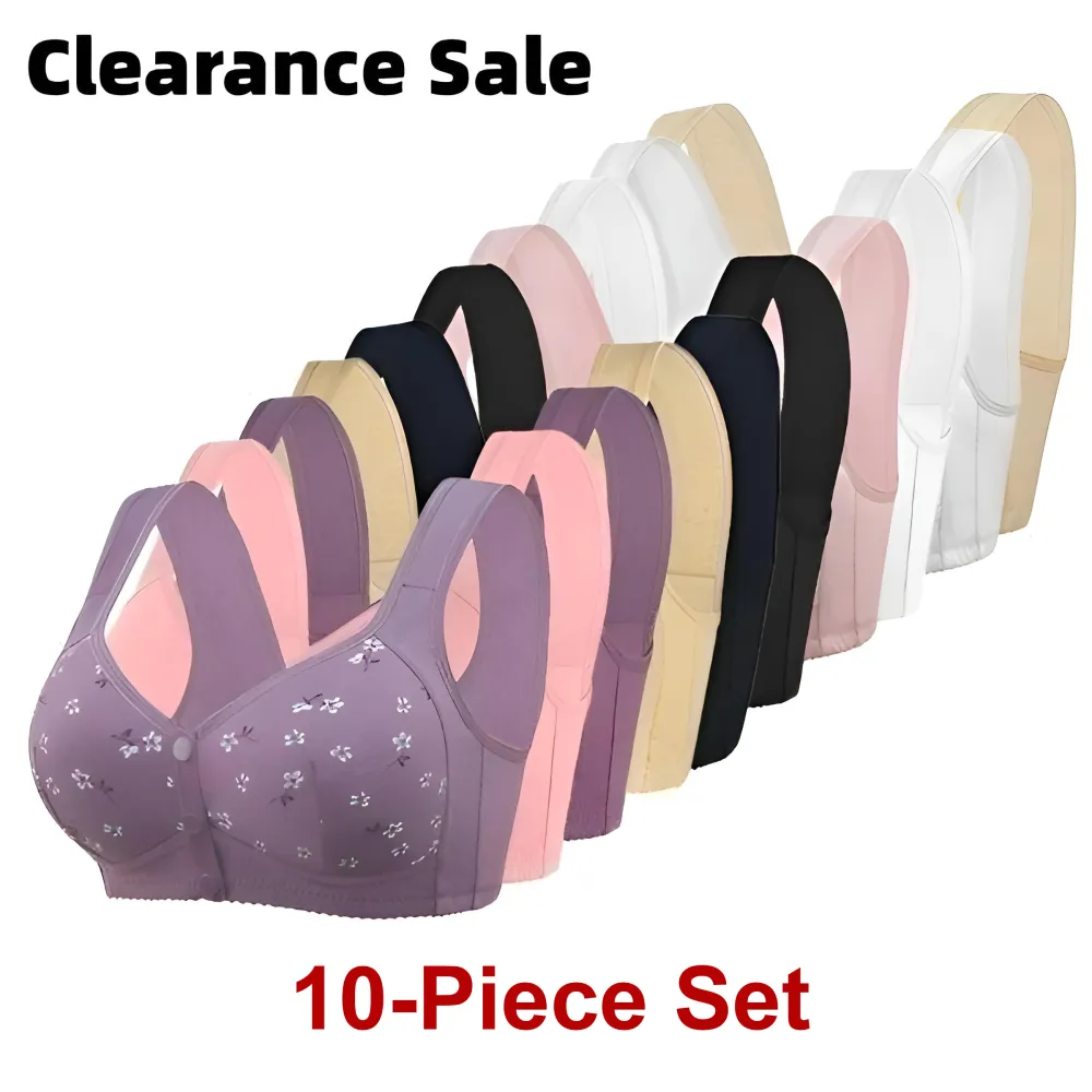 10-Pack Women's Bra - Comfortable & Convenient Front Button Bra