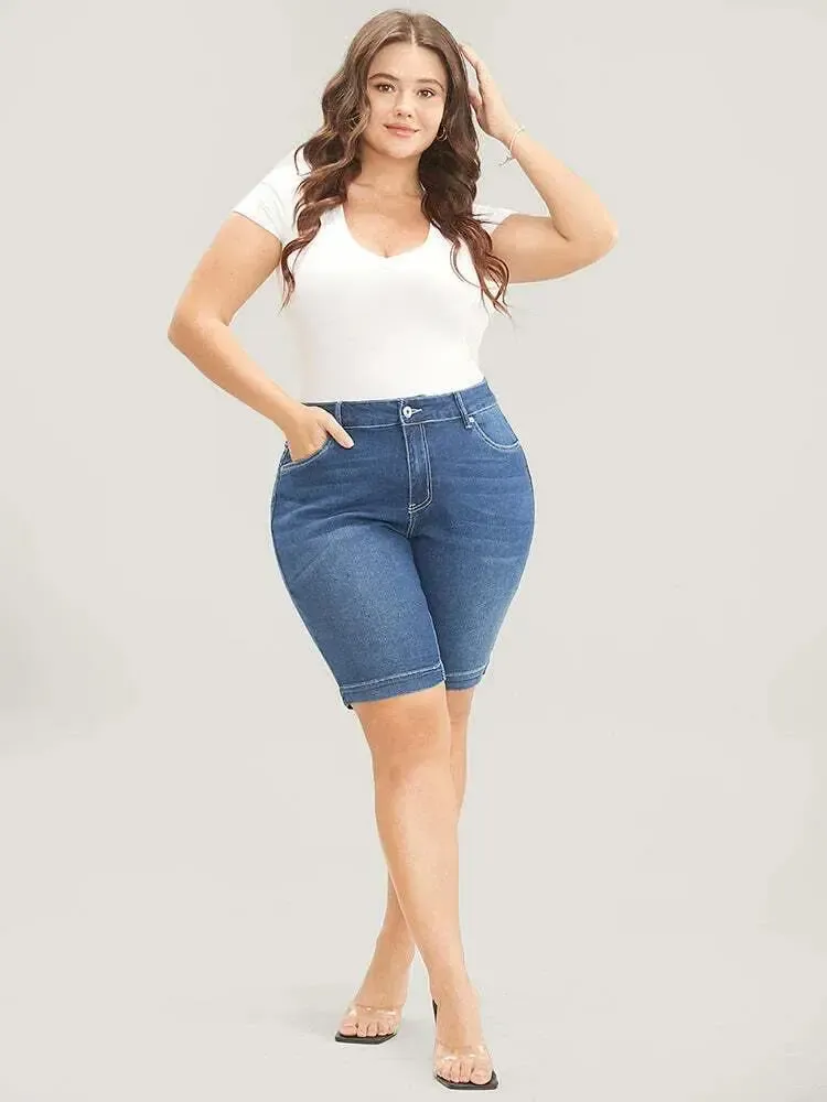 4 Pack Very Stretchy High Rise Dark Wash Denim Shorts