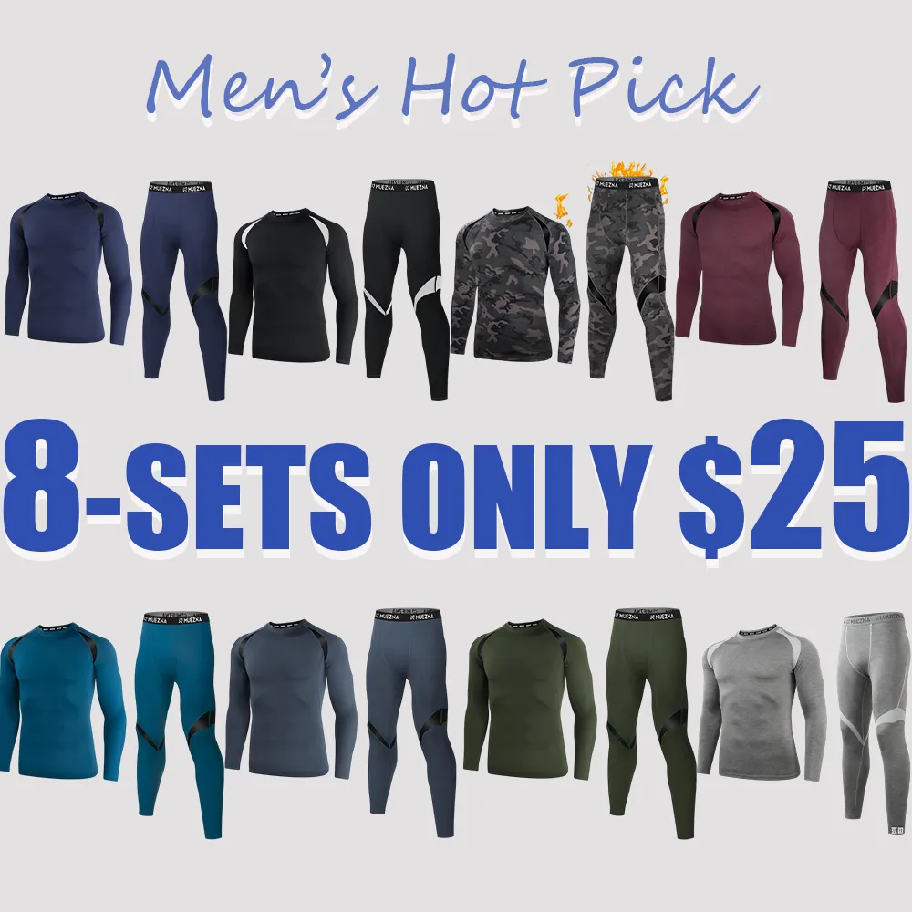 Men's Thermal Top & Bottom Set Underwear Long Johns Base Layer with Soft Fleece Lined Fabric for Athletic & Casual Wear