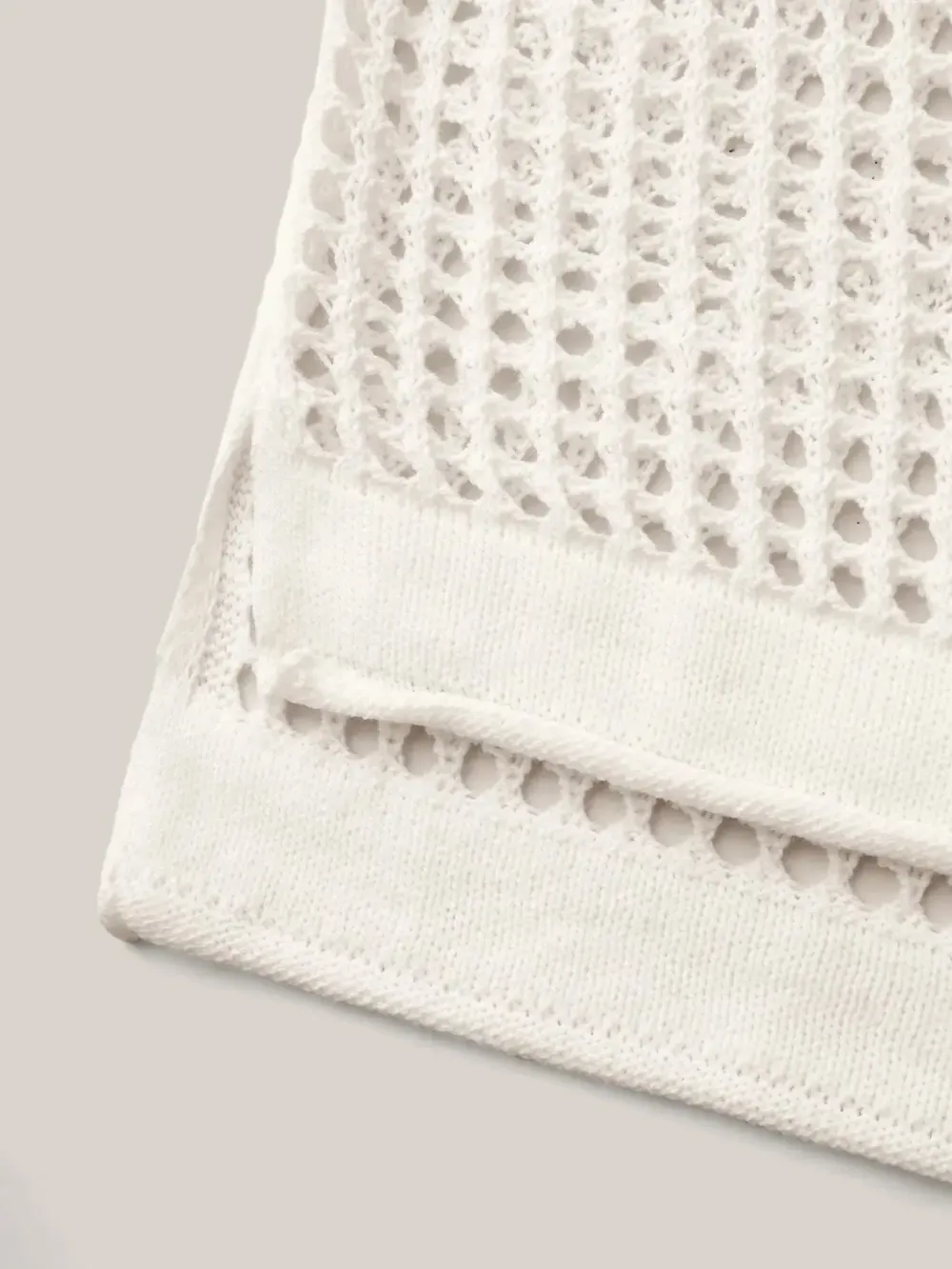 Crochet Drop Shoulder Slit Swim Cover-Up