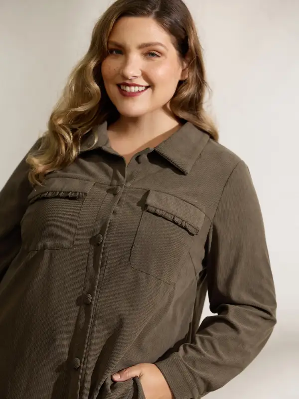 Textured Fringe Button Down Jacket