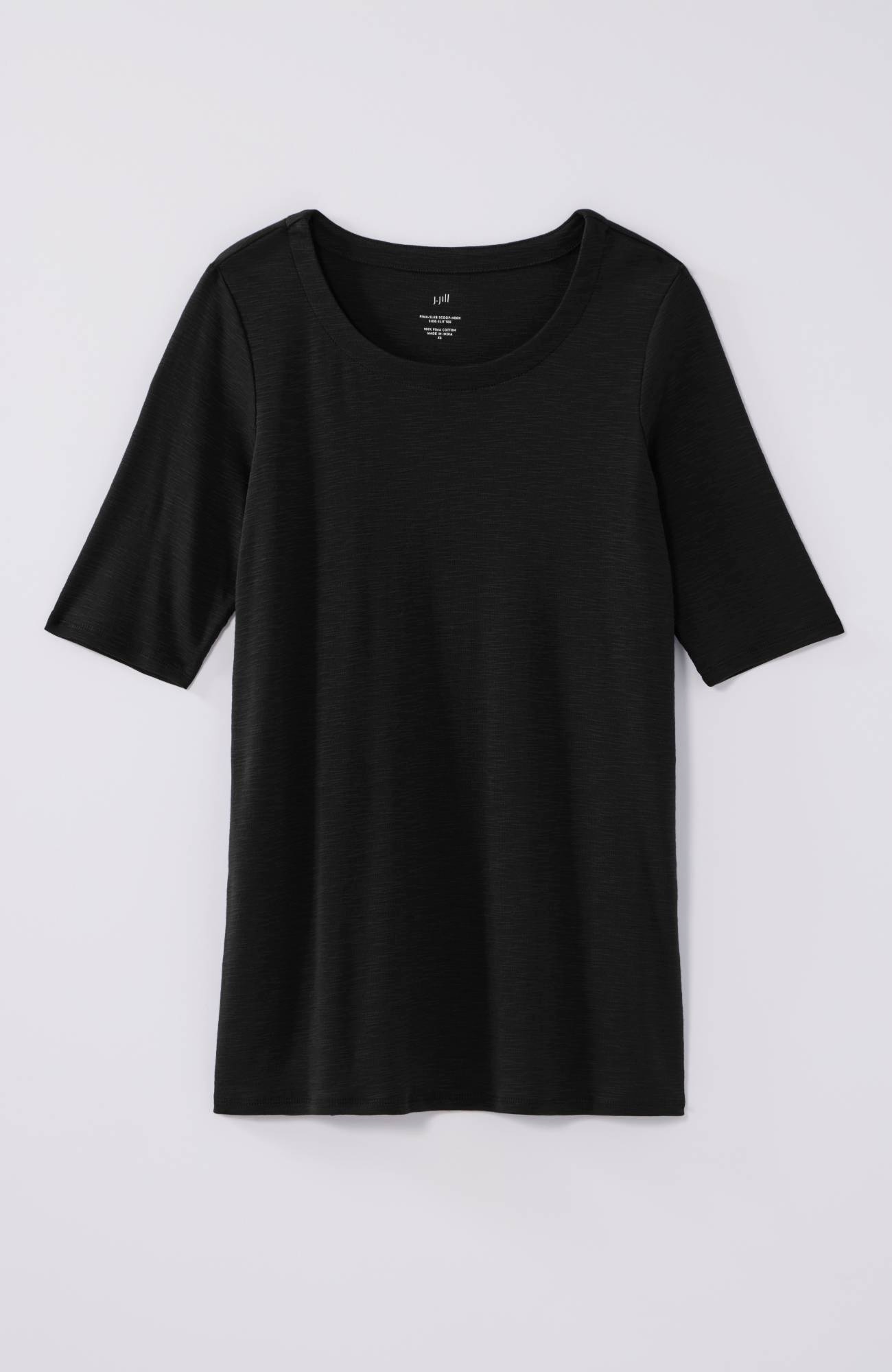 pima-slub scoop-neck side-slit tee