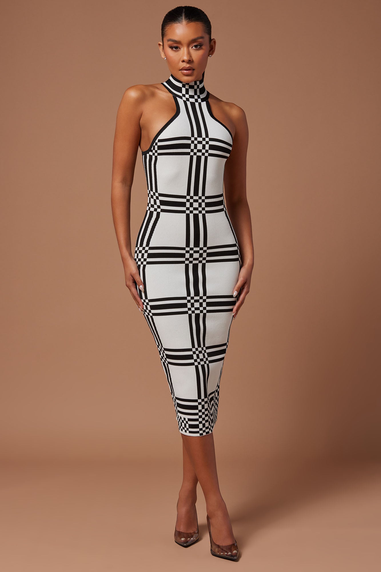 Donna Knit Midi Dress - White/Black