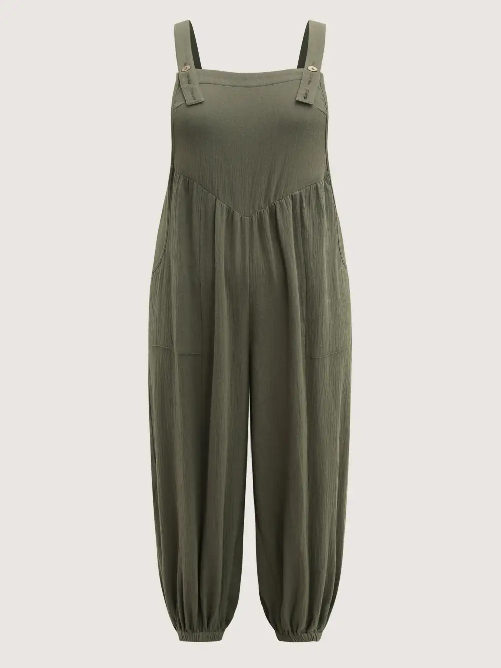 Pure Cotton Shirred Textured Jumpsuit