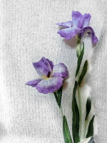 Classy Purple Irises Felt Art Cozy Alzheimer's Knit Sweater