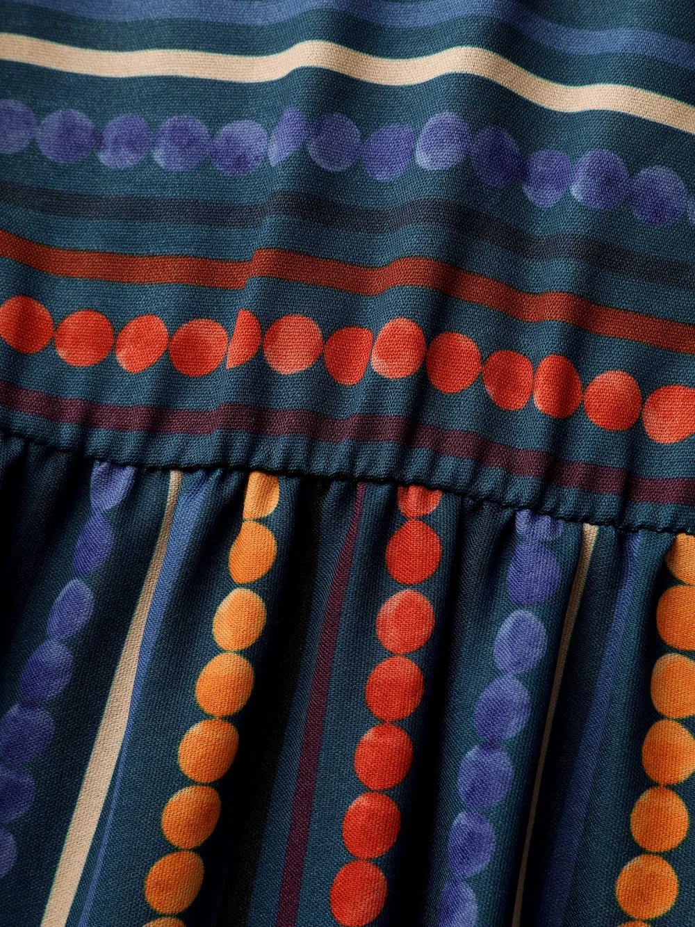 Colorful Stripes Stretchy Waist Midi Dress