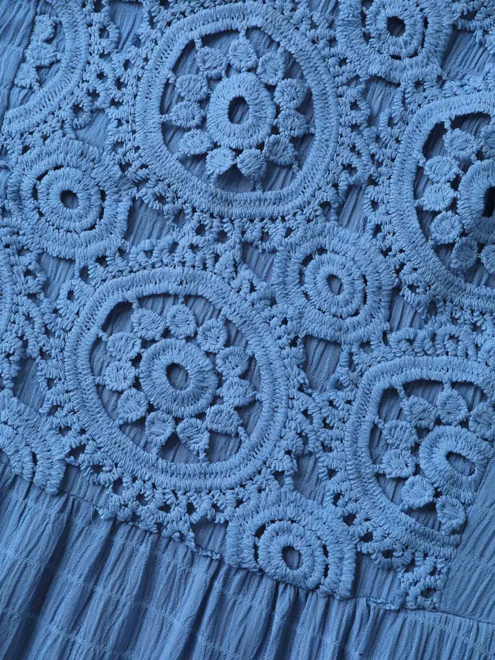 Lace Textured Pockets Tiered Midi Dress