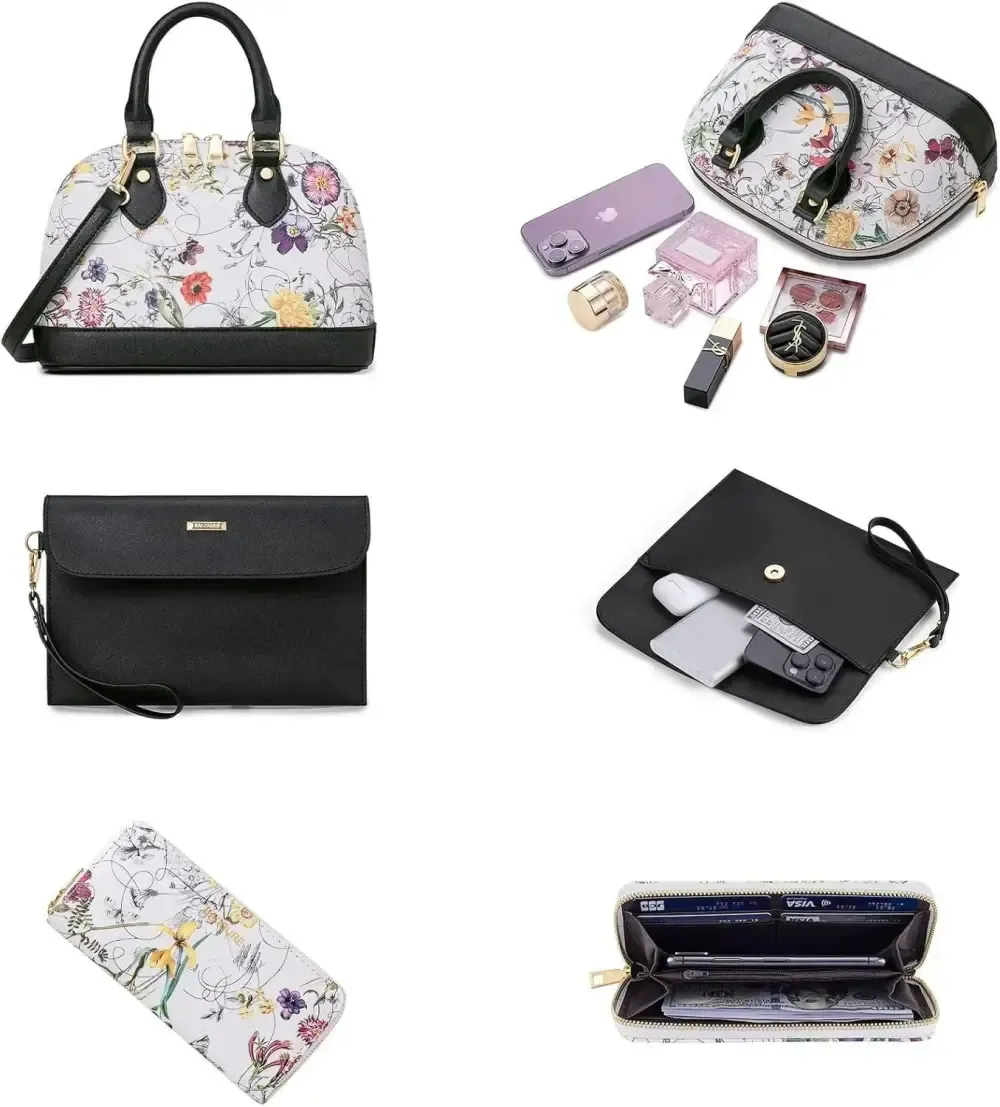 4PCS Women Fashion Handbags Purses Wallet Tote Shoulder Bags