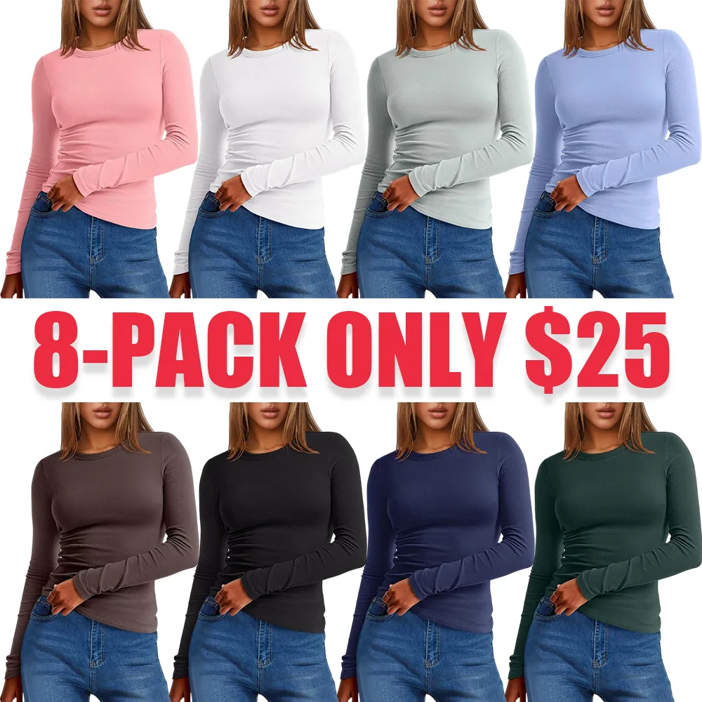 2025 Women's Long-Sleeve Thermal Tee: Crewneck, Slim Fit, Warm (Fall/Winter Basic)
