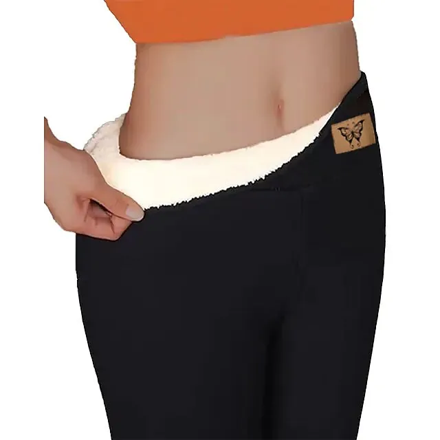 Women‘s Fleece Lined Leggings Winter Leggings Thermal Warm High Elasticity Yoga Fitness Gym Workout Tights Dark Grey Black Dark Black Sports Activewear  / Athletic / Athleisure