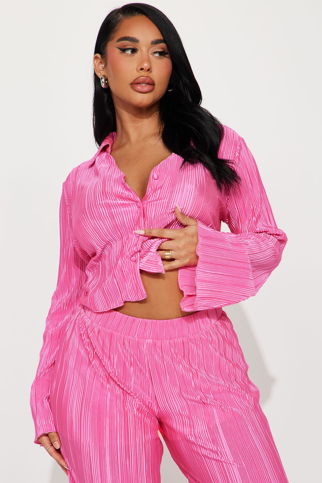 Simply Yours Plisse Pant Set - Pink