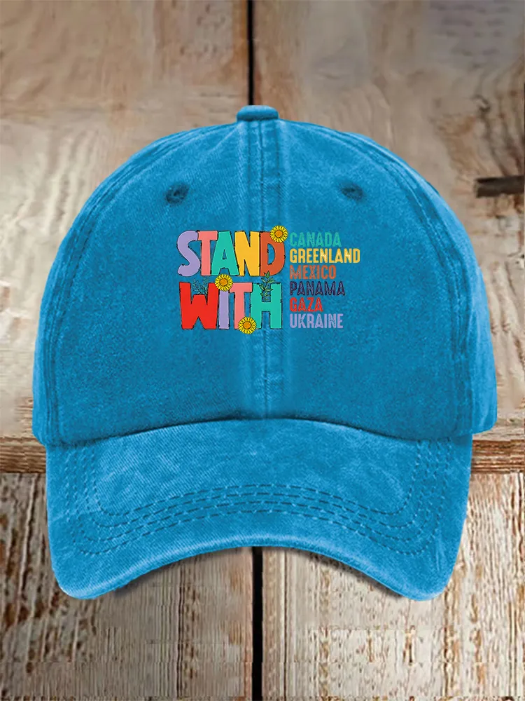 Men And Women's I Stand With Them Washed Baseball Cap