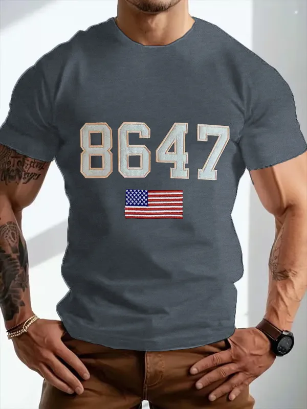 Men'S T-Shirt Men'S Vintage Print Casual T-Shirt 8467 Printed Cotton Short Sleeve