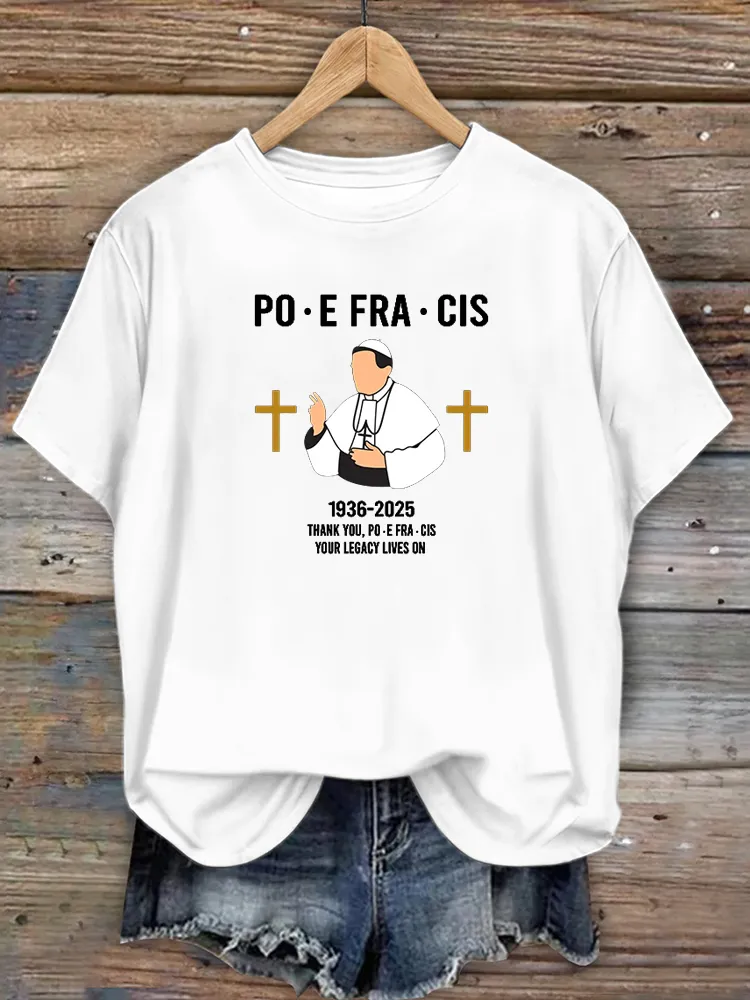 Women's 1936-2025 Thank You PF Your Legacy Lives On Print Short Sleeve Round Neck Cotton T-Shirt