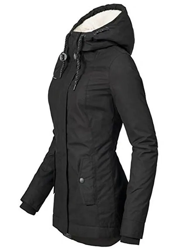 Women's Parka Street Fall Winter Puffer Jacket Long Coat Windproof Warm 3 in 1 Loose Casual Sports Jacket Long Sleeve Solid Color Zipper Purple Blushing Pink Waterpoof Daily Wear Down Parkas  Lined