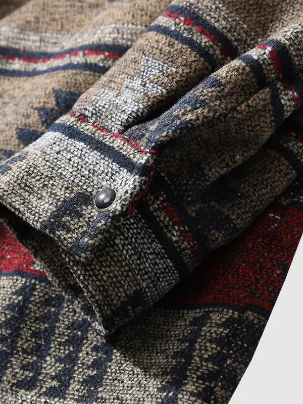 Men's Western Classic Geometric Ethnic Blend Wool Jacket