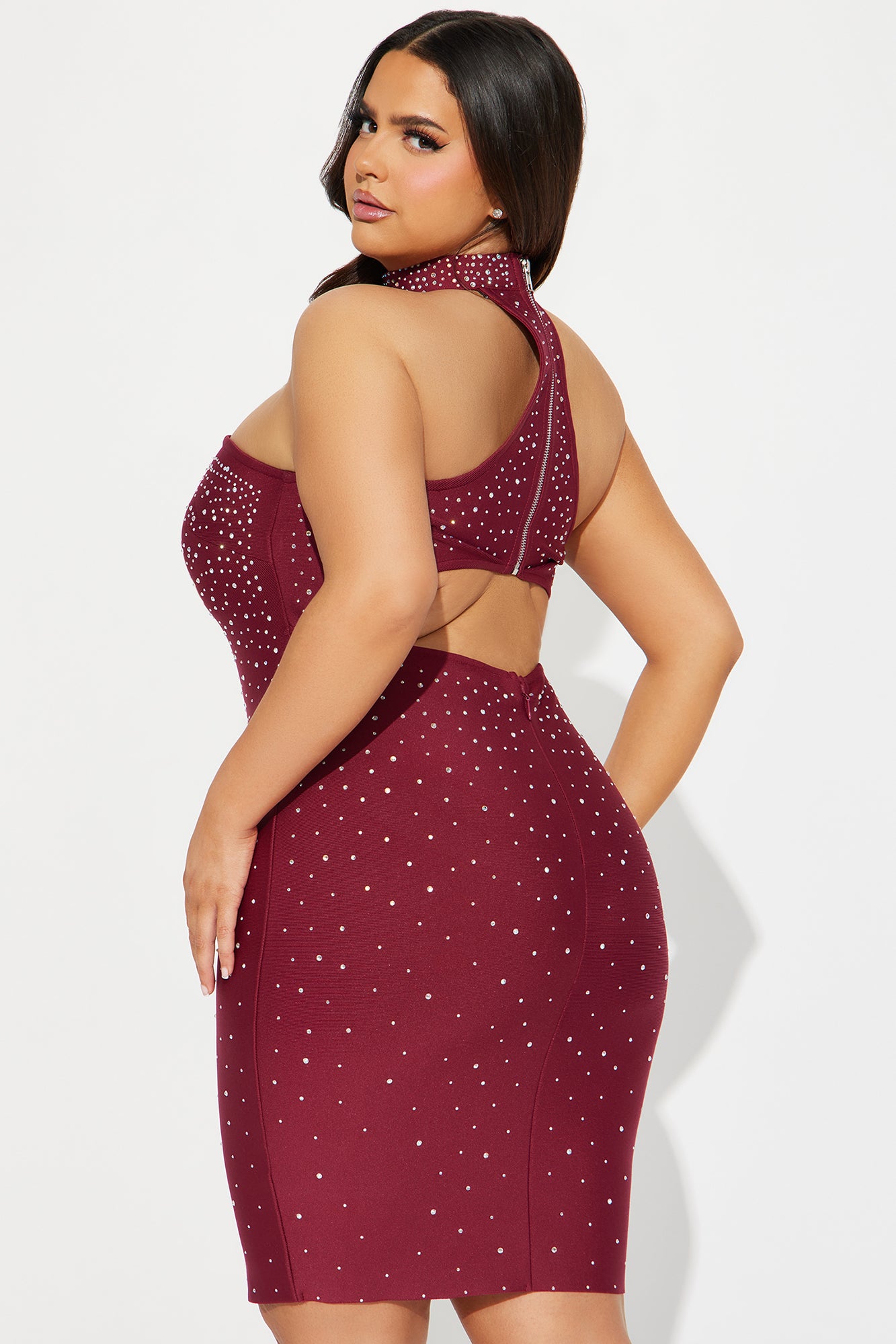 Shine Bright Bandage Mini Dress - Wine