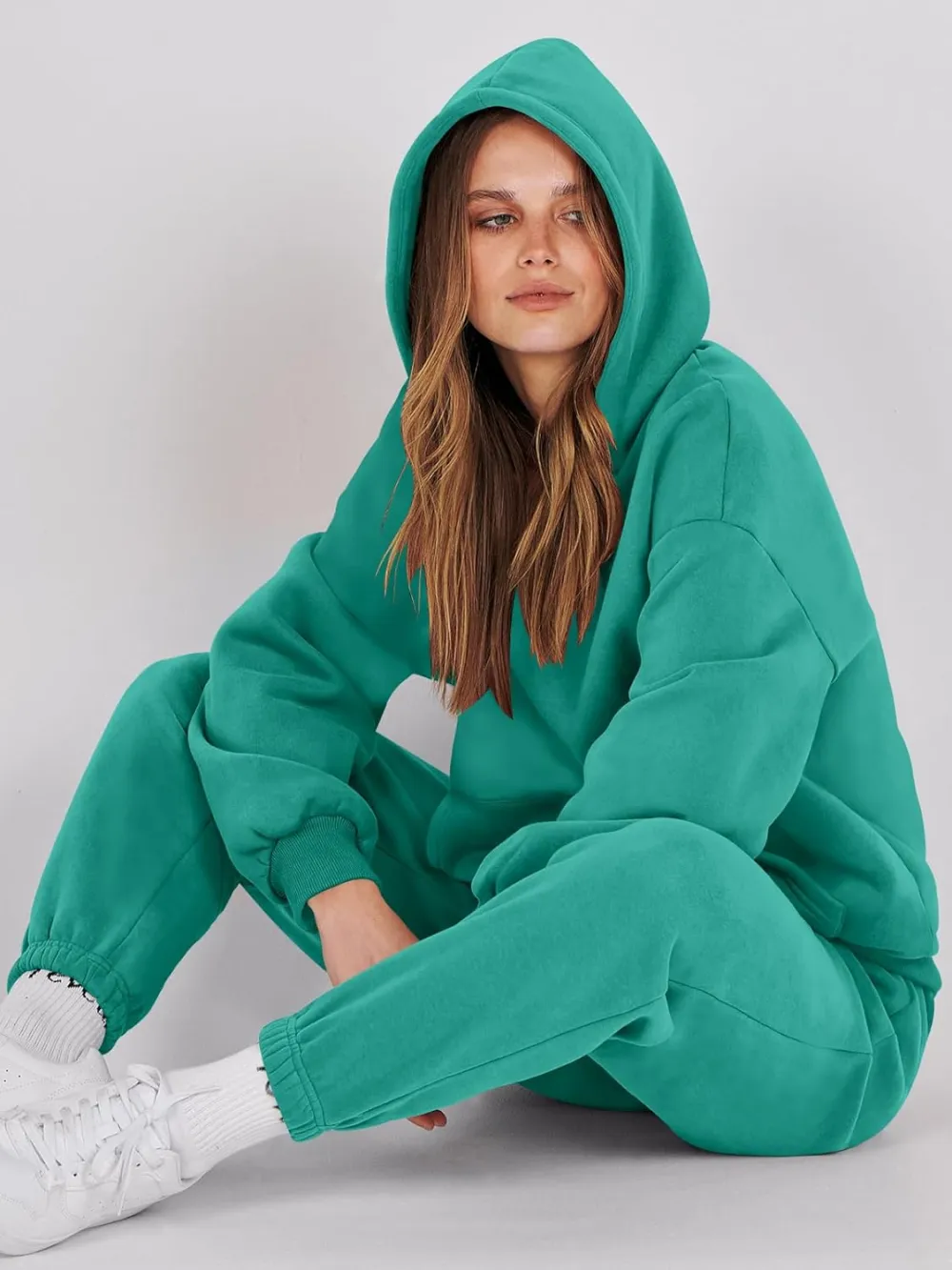 (Clearance Sale $1.99⚡) 2024 Women's Fall Oversized Casual Hoodie Two Piece Sweatshirt Jogging Pants Sweatshirt Set