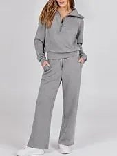 Women's Fashion Streetwear Pants Sets Bolero Top Long Sleeve Shirt Collar Solid Color Outdoor Work Casual Black Fuchsia Beige Fall Regular Fit