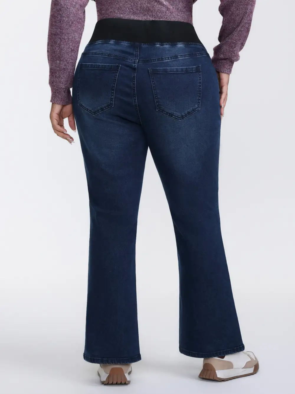 Stretchy Waist Flared Hem Jeans