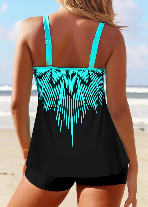 Plus Size Cyan Ombre Tankini Top