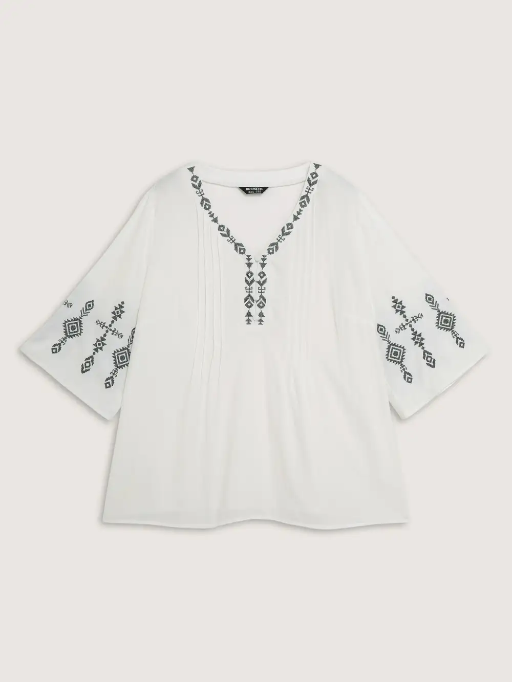 Cotton Boho Embroidery V-Neck Blouse