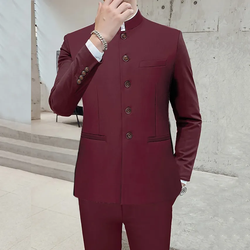 Men's Business Casual Stand Collar Single Breasted Blazer