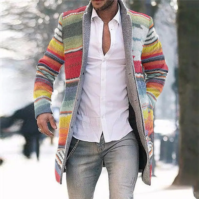 Fashion Business Rainbow Print Coat