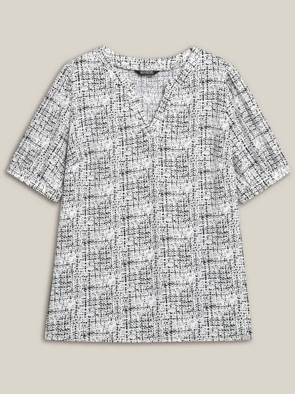 Geometric Print Puff Sleeve Blouse