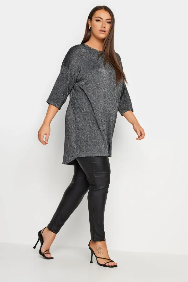 YOURS Curve Purple Metallic Eyelet Jumper