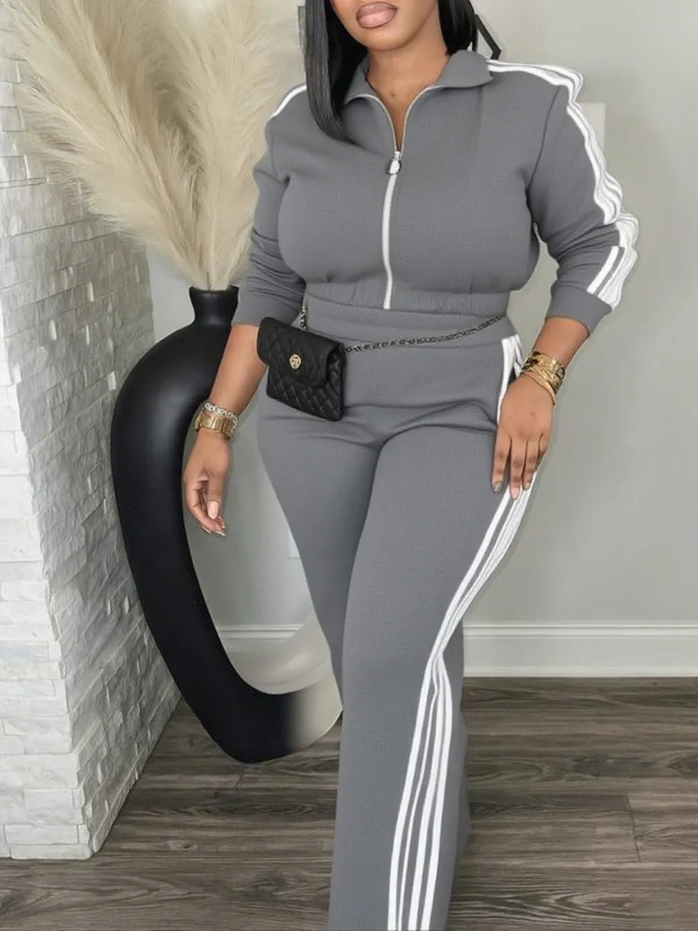 Women's Tracksuit Set: Long Sleeve Zip Jacket & Pants