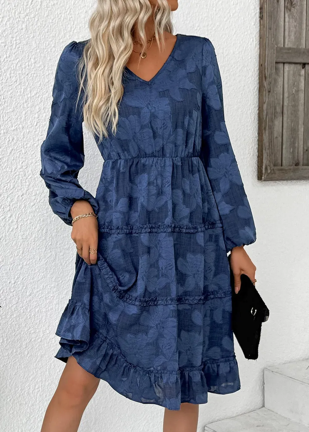 Sage Green Tummy Coverage Long Sleeve V Neck Dress