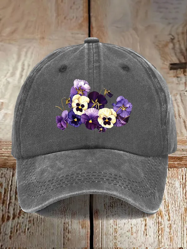 Alzheimer'S Purple Floral Print Baseball Cap