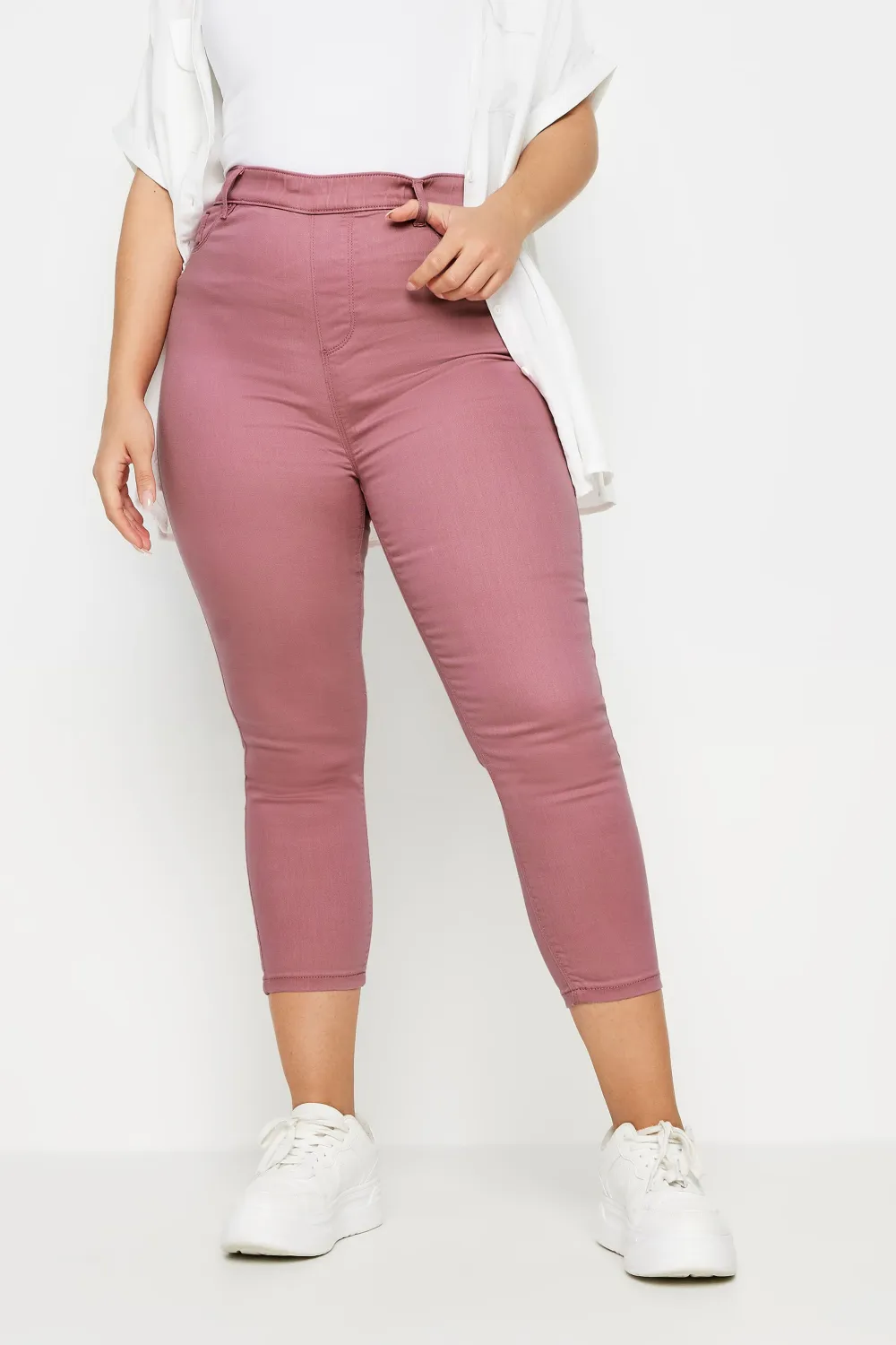 YOURS Curve Rose Pink Cropped Stretch GRACE Jeggings