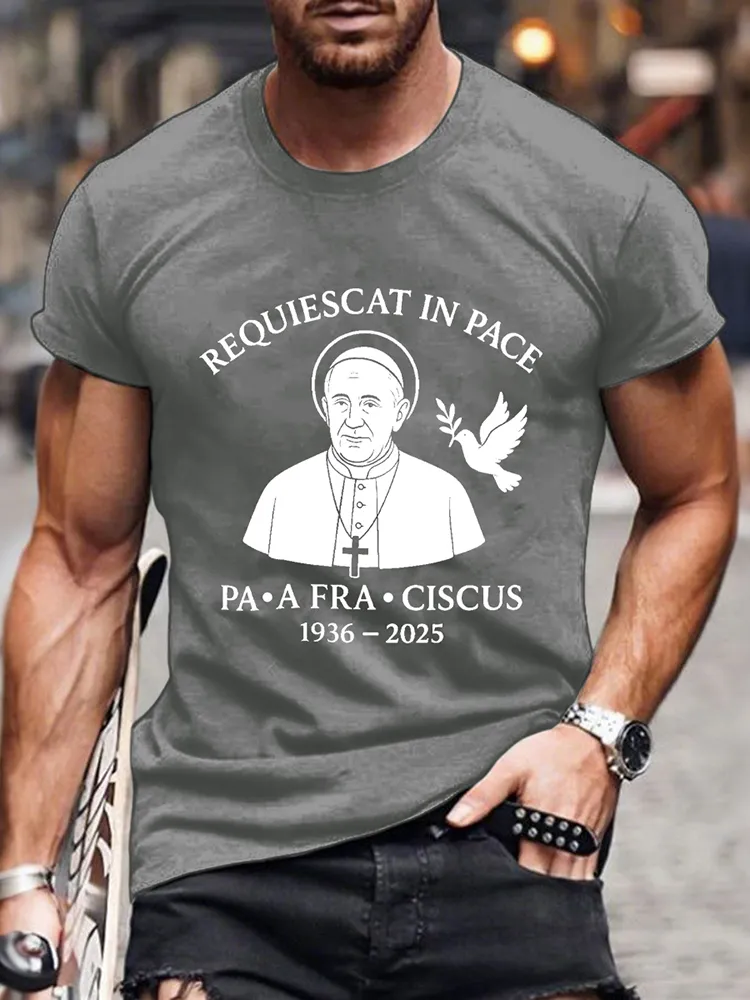Men's Requiescat In Pace Print Short Sleeve Round Neck Cotton T-Shirt