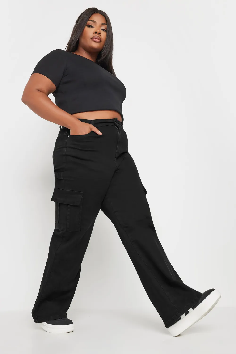 YOURS Curve Black Cargo Jeans
