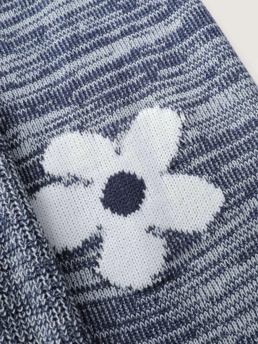 Floral Jacquard Print Mixed Yarn Knit Midi Dress