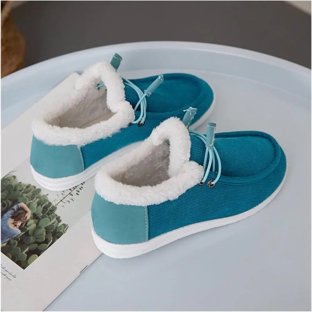 Women's Winter Warm Wendy Shoes Fleece Lined Boat Shoe Slip On Comfort Shoes,Womens Lace Up Loafers Flats Shoes (Come With Christmas socks) (Color : E, Size : EU/CN 42)
