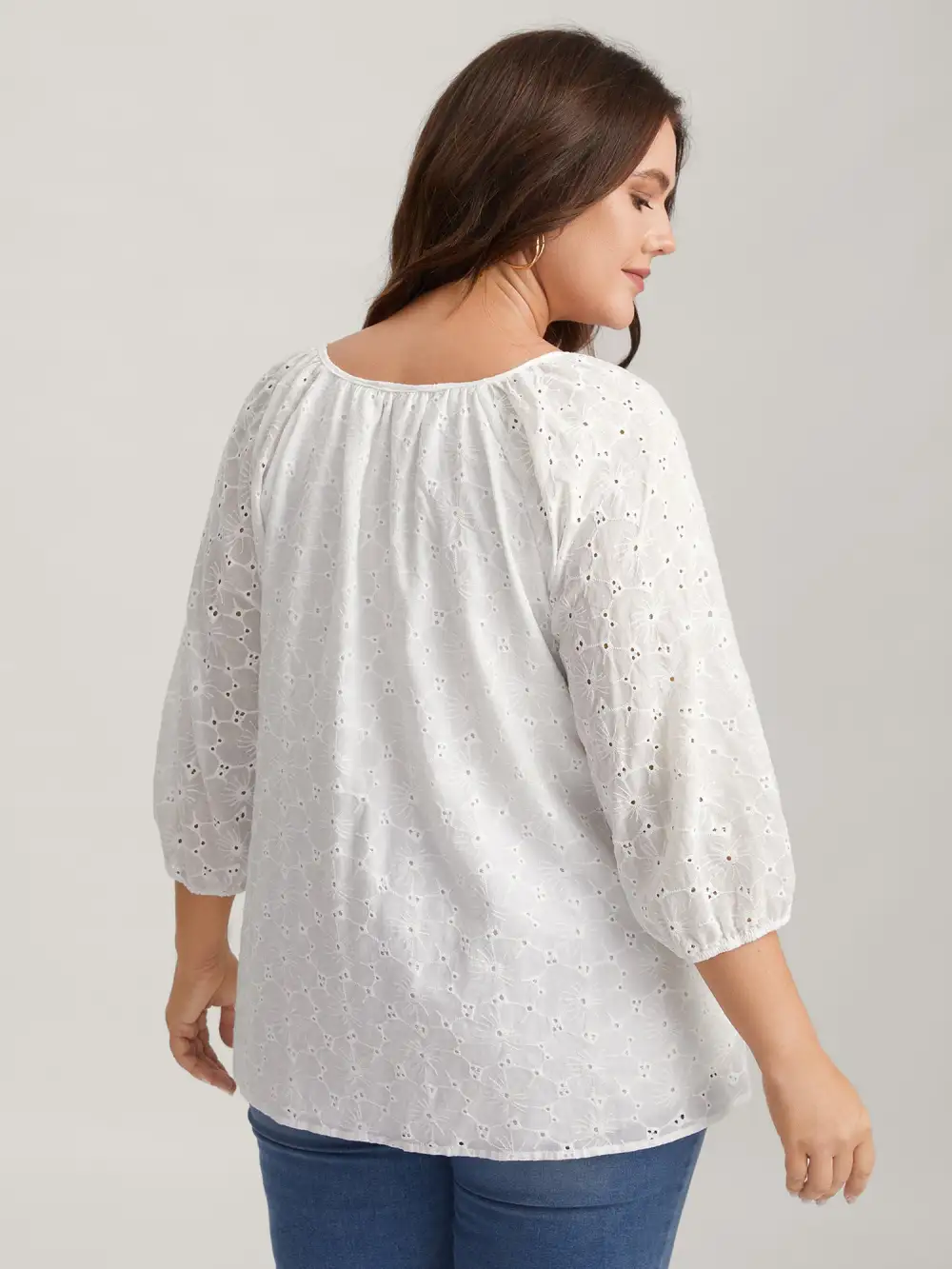Pure Cotton Eyelet Texture Blouse
