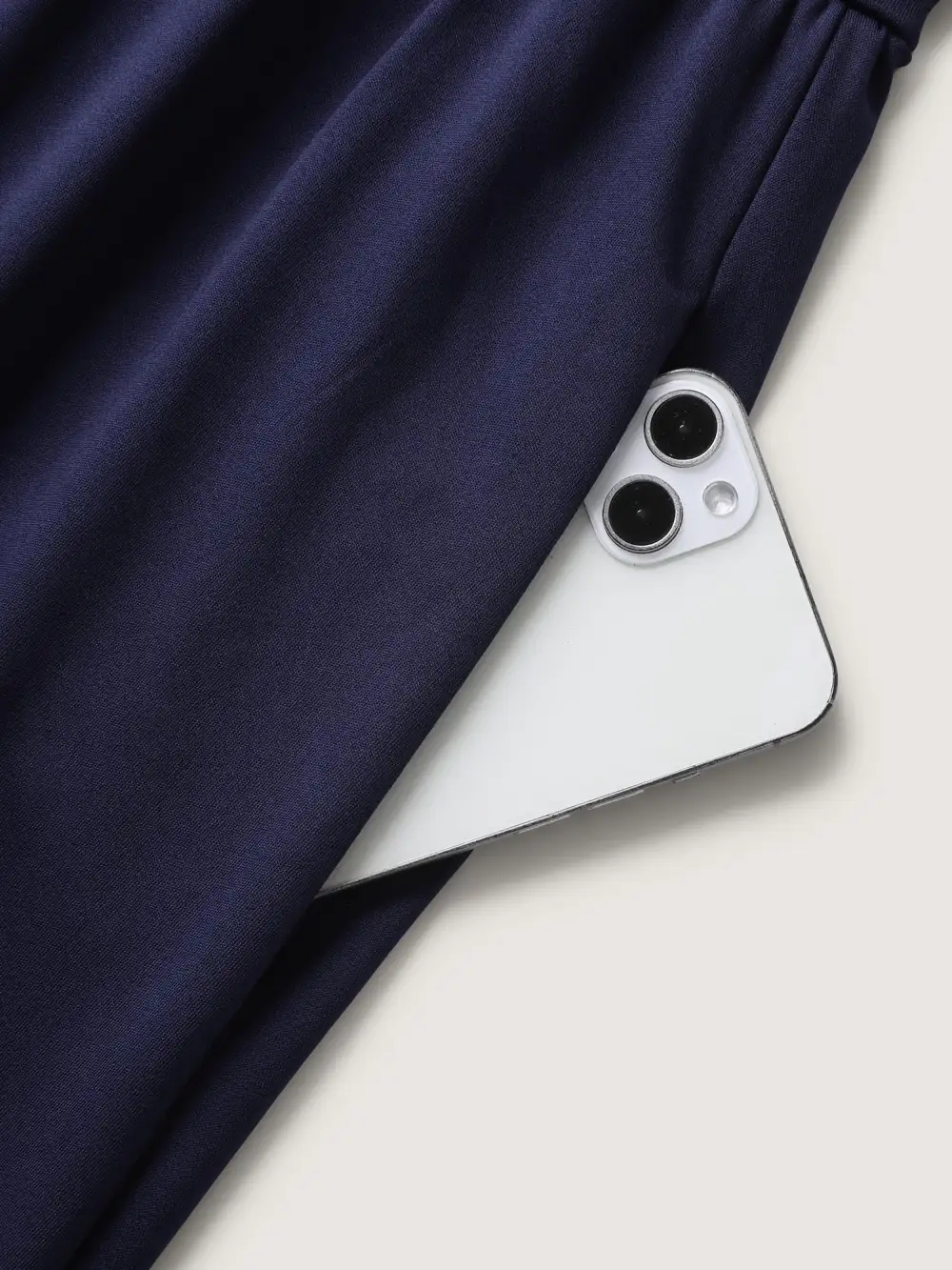 Stretchy Waist Overlap Pockets Midi Dress